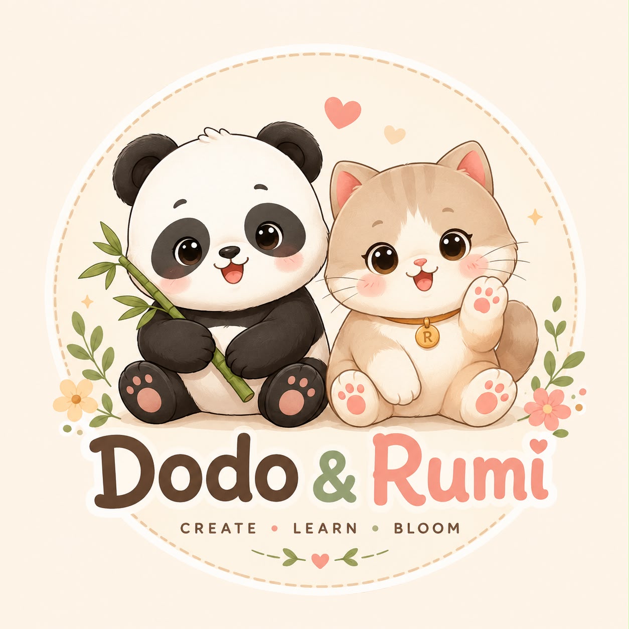 Dodo & Rumi logo — a panda and a cat